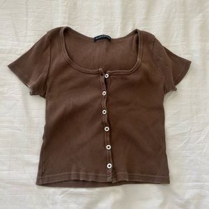 brandy melville brown button top